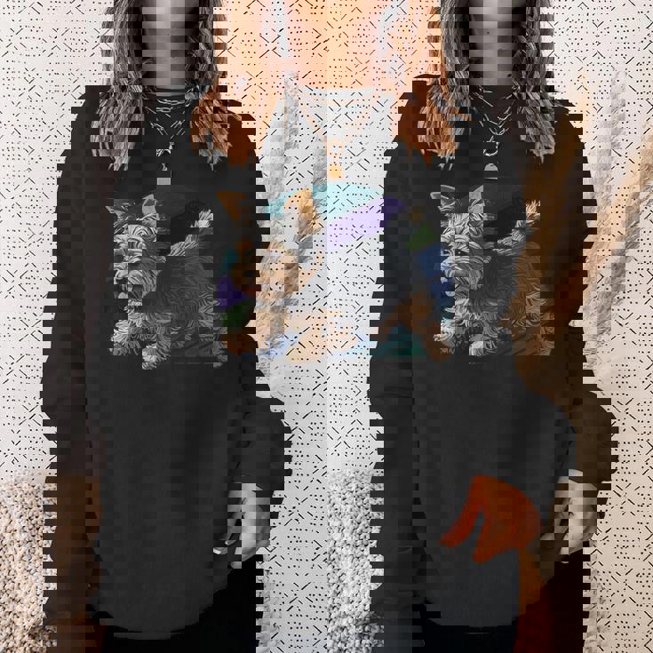 遊び心のあるヨークシャーテリア犬 ポップアート 誇り高きヨーキーオーナーズ スウェットシャツ 彼女への贈り物