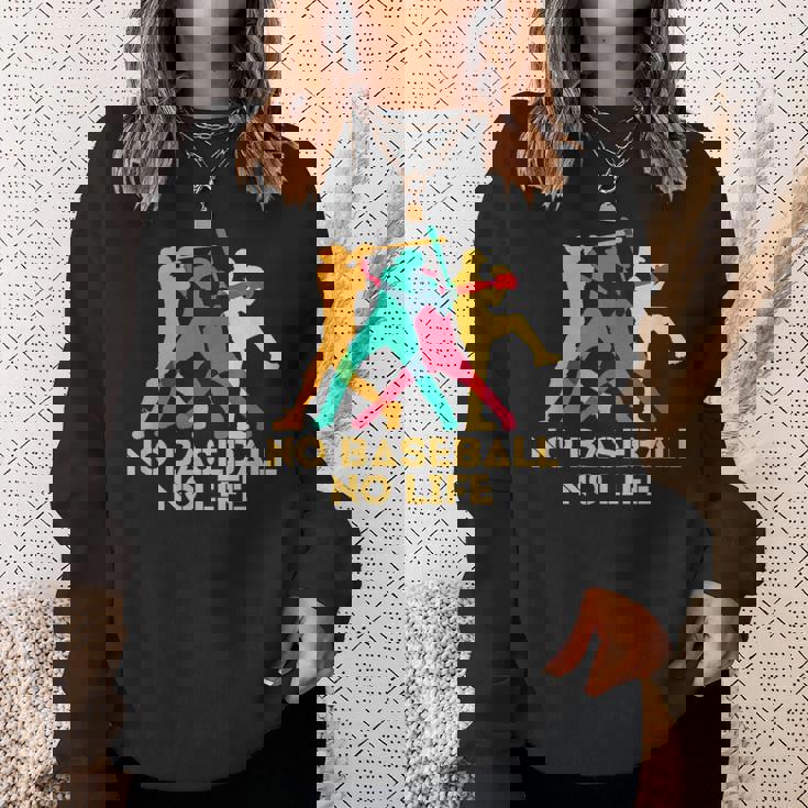 野球 面白いtシャツ おもしろ 文字入り 服 No Baseball No Life ベースボール 文字 ネタ メンズ スウェットシャツ 彼女への贈り物