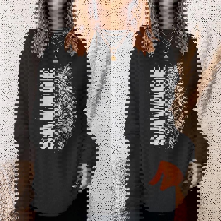 野蛮な虎 野生動物 遊び心のあるグラフィックプリント スウェットシャツ 彼女への贈り物