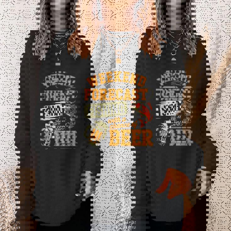 釣り人のための面白い釣りとビールの週末予報 スウェットシャツ 彼女への贈り物