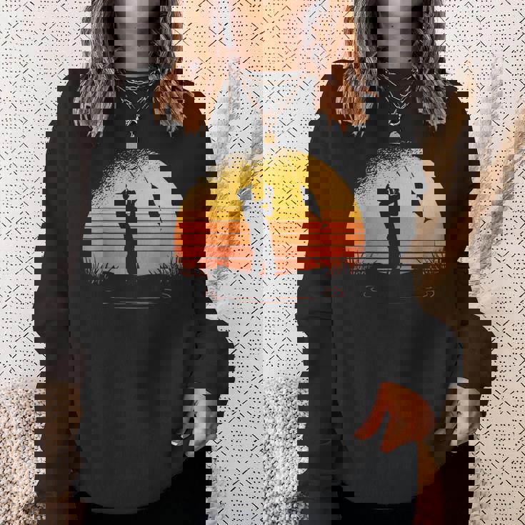 釣り人日没漁師釣り竿 スウェットシャツ 彼女への贈り物