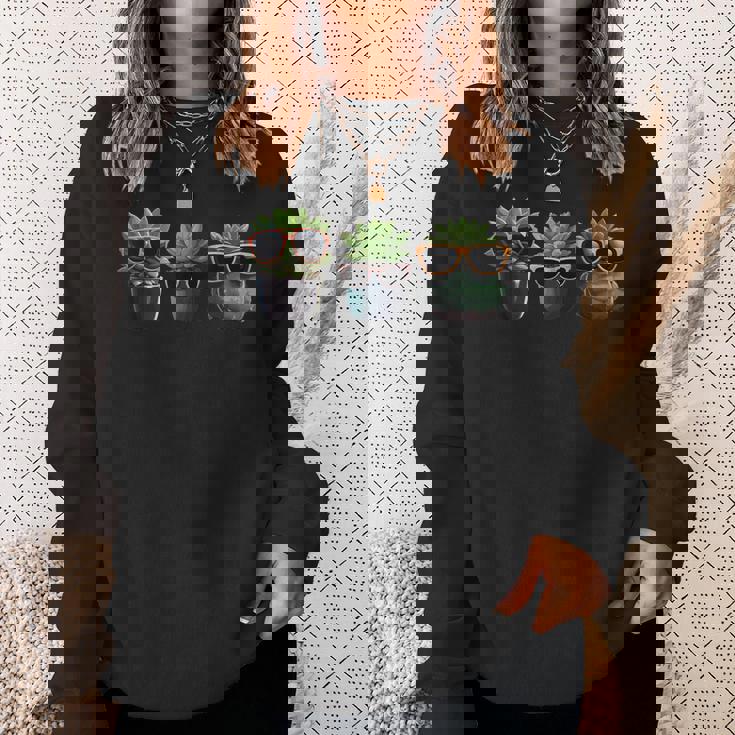 鉢植えのかわいい多肉植物 鉢植え 多肉植物 スウェットシャツ 彼女への贈り物