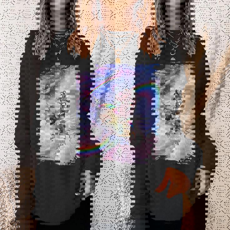 銀河 宇宙飛行士 猫 乗馬 虹 シャーク スウェットシャツ 彼女への贈り物