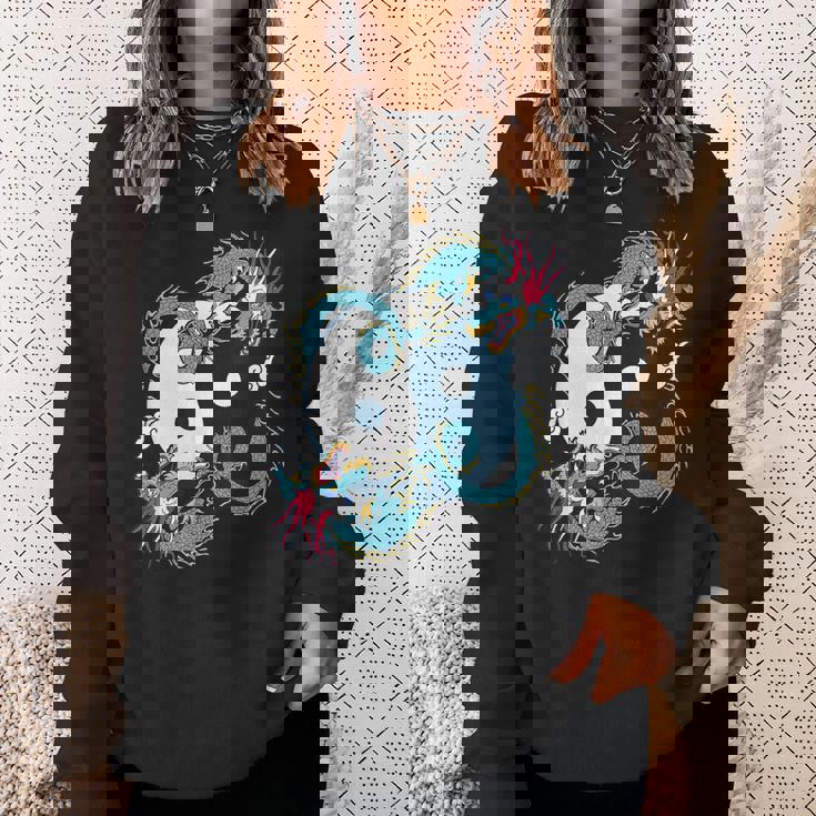 陰陽太極拳ドラゴンデザイン 瞑想用 太極拳 スウェットシャツ 彼女への贈り物