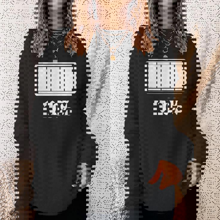 電池【100】バッテリー おもしろ 面白い ギャグ ネタ ウケ狙い 笑える ユーモア お笑い 個性的な スウェットシャツ 彼女への贈り物