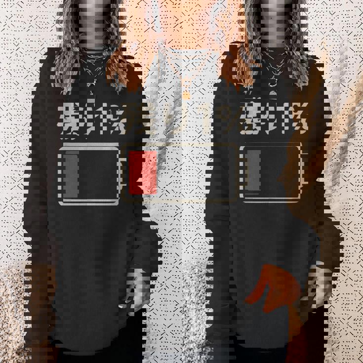 電池【残り1】バッテリー 電池切れ おもしろ 面白い ギャグ ネタ ウケ狙い 笑える ユーモア お笑い 個性的な スウェットシャツ 彼女への贈り物