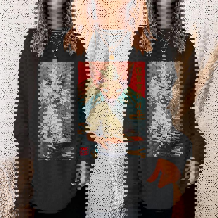 面白い かわいい 和食 アニメ アート スフィンクス 猫 寿司 シェフ スウェットシャツ 彼女への贈り物