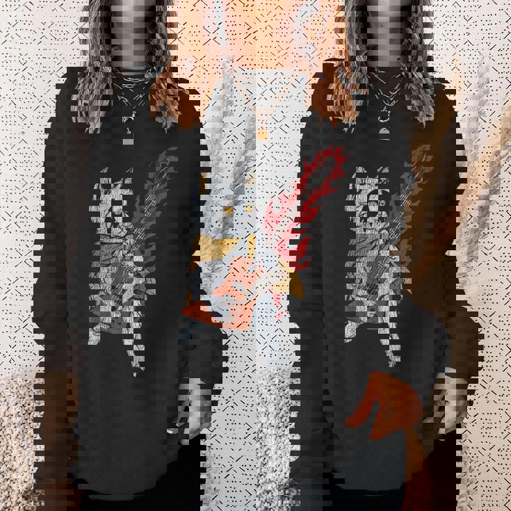 面白い ベースシスト 猫 ギフト ファイヤー 楽器 ベース ギター スウェットシャツ 彼女への贈り物