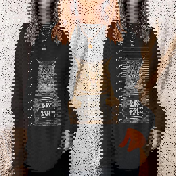 面白い 逮捕された犯罪者猫 マグショット I Hate People Cat Lover スウェットシャツ 彼女への贈り物