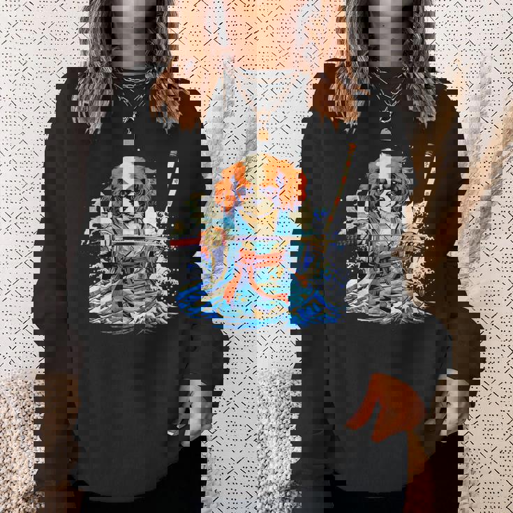 面白いtシャツ キャバリア 浮世絵 イヌ わんこ メンズ 犬好き グッズ おもしろ 面白い 服 ネタ わんこ スウェットシャツ 彼女への贈り物