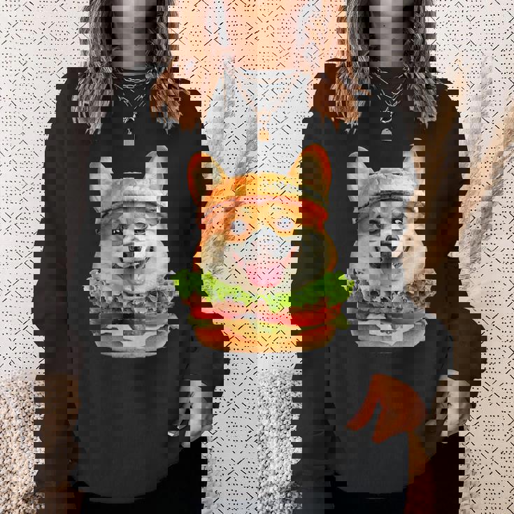 面白いtシャツ コーギー 犬 ハンバーガー メンズ 犬好き グッズ かわいい おもしろ 面白い 服 ネタ スウェットシャツ 彼女への贈り物