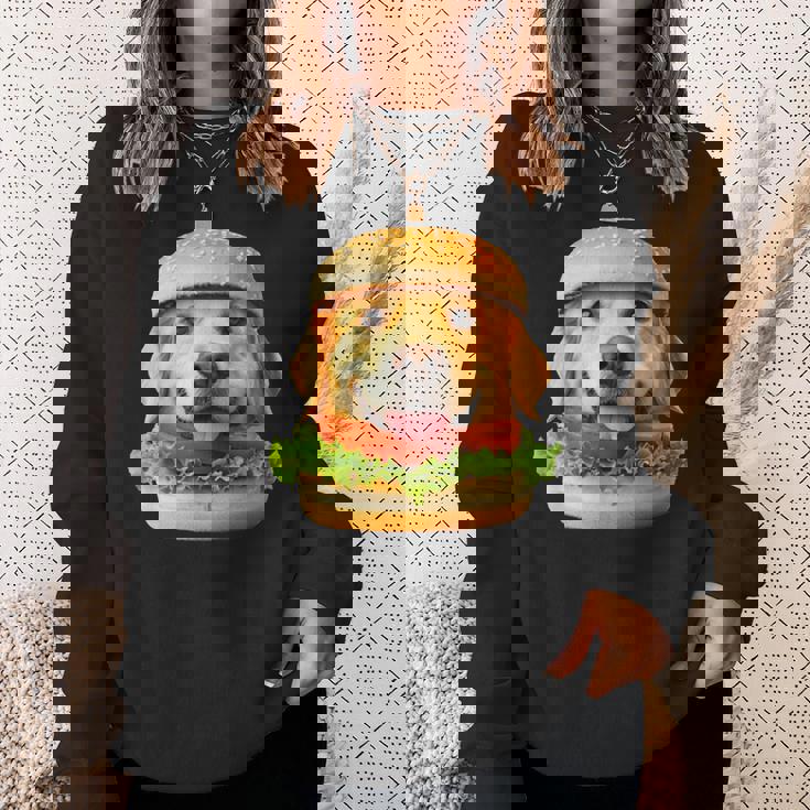 面白いtシャツ ゴールデンレトリバー 犬 ハンバーガー メンズ グッズ かわいい おもしろ 面白い 服 ネタ スウェットシャツ 彼女への贈り物