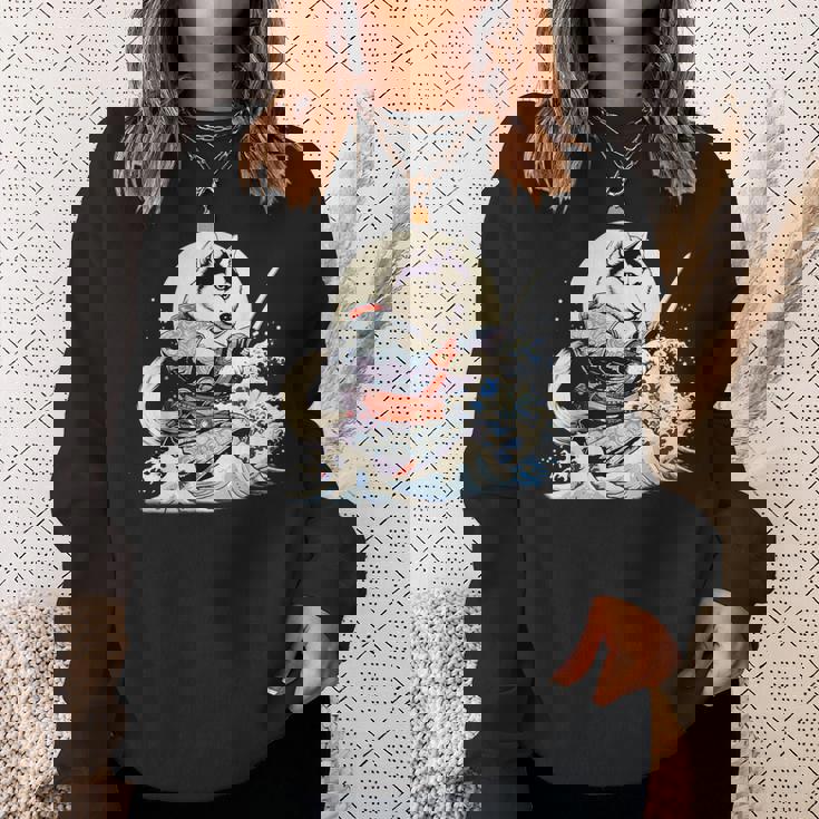 面白いtシャツ シベリアンハスキー 浮世絵 イヌ わんこ メンズ 犬好き グッズ おもしろ 面白い 服 ネタ スウェットシャツ 彼女への贈り物