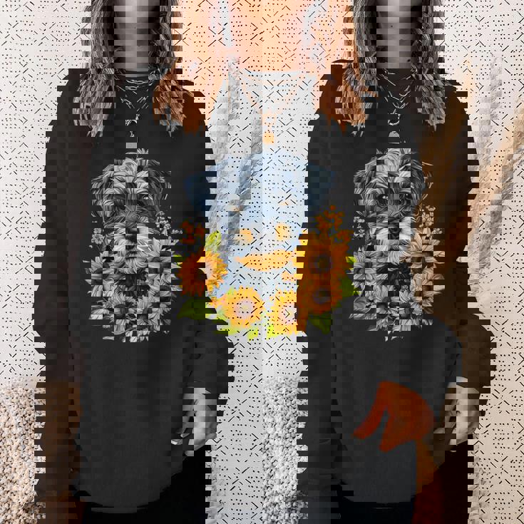 面白いtシャツ シュナウザー ひまわり イヌ メンズ 好き グッズ かわいい おもしろ 面白い 服 ネタ スウェットシャツ 彼女への贈り物