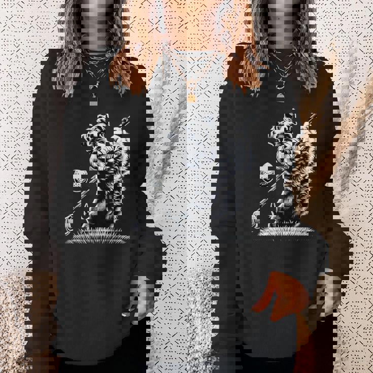 面白いtシャツ シュナウザー ゴルフ イヌ メンズ 犬好き グッズ かわいい おもしろ 面白い 服 ネタ スウェットシャツ 彼女への贈り物