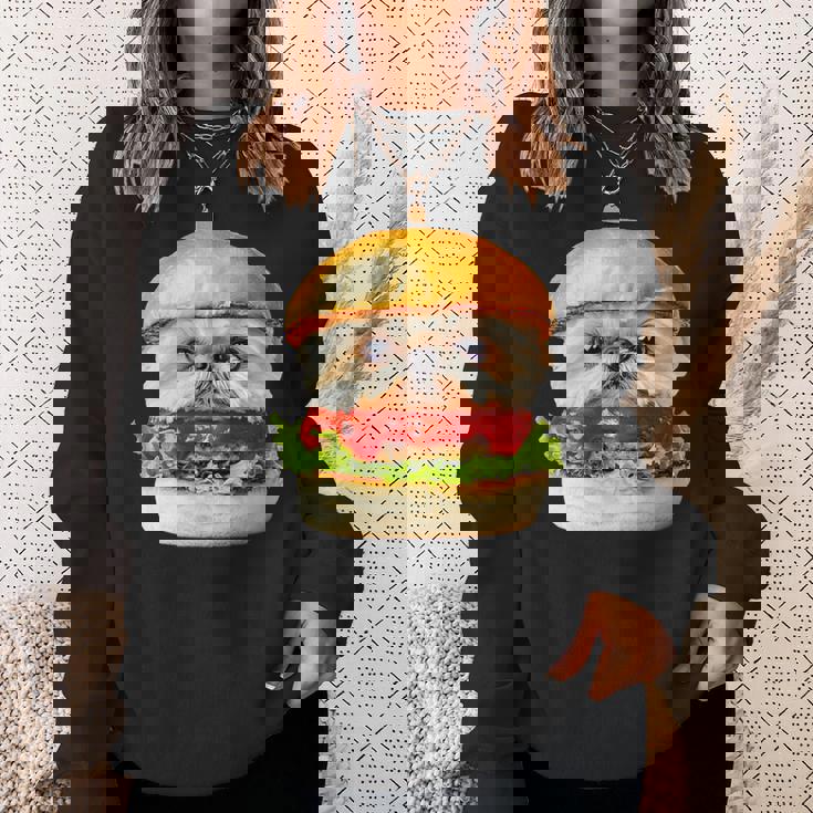 面白いtシャツ シーズー 犬 ハンバーガー メンズ 犬好き グッズ かわいい おもしろ 面白い 服 ネタ スウェットシャツ 彼女への贈り物