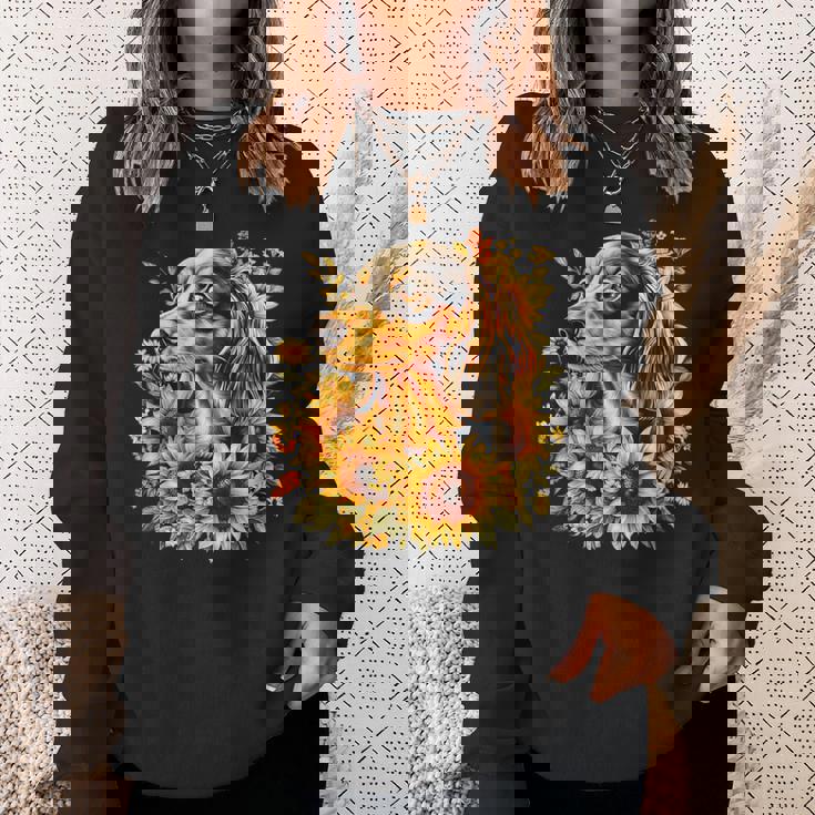 面白いtシャツ ダックスフンド ひまわり わんこ メンズ グッズ かわいい おもしろ 面白い 服 ネタ スウェットシャツ 彼女への贈り物