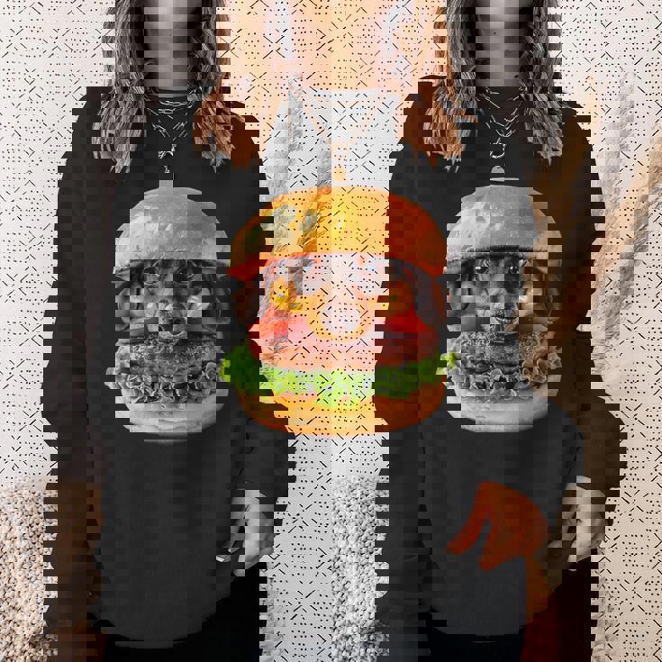 面白いtシャツ ダックスフンド 犬 ハンバーガー メンズ グッズ かわいい おもしろ 面白い 服 ネタ スウェットシャツ 彼女への贈り物