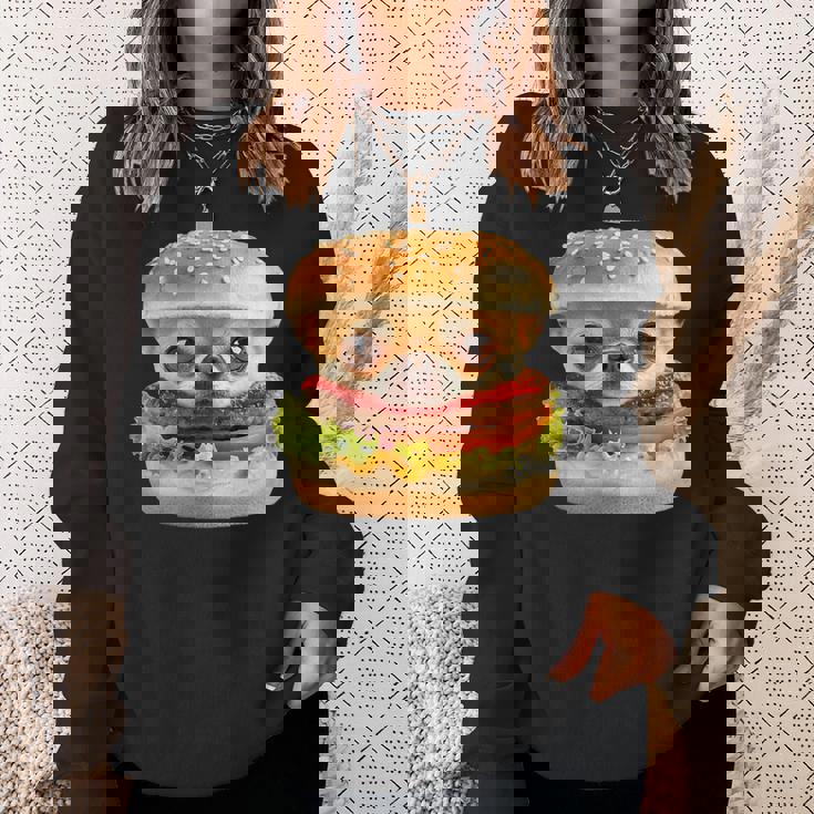 面白いtシャツ チワワ 犬 イヌ ハンバーガー メンズ 犬好き グッズ かわいい おもしろ 面白い 服 ネタ スウェットシャツ 彼女への贈り物