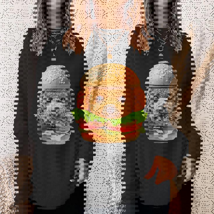 面白いtシャツ トイプードル 犬 ハンバーガー メンズ 犬好き グッズ かわいい おもしろ 面白い 服 ネタ スウェットシャツ 彼女への贈り物