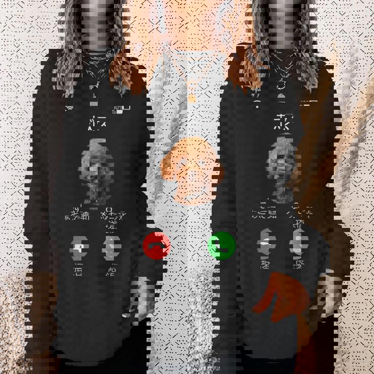 面白いtシャツ トイプードル 着信 イヌ わんこ メンズ 好き グッズ かわいい おもしろ 面白い 服 ネタ スウェットシャツ 彼女への贈り物