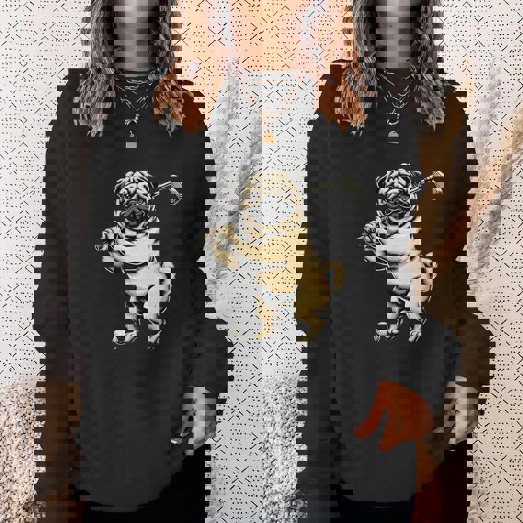 面白いtシャツ パグ ゴルフ イヌ わんこ メンズ 犬好き グッズ かわいい おもしろ 面白い 服 ネタ スウェットシャツ 彼女への贈り物