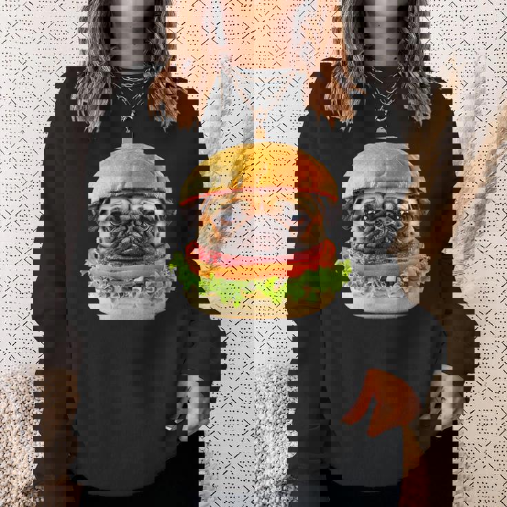 面白いtシャツ パグ 犬 ハンバーガー メンズ 犬好き グッズ かわいい おもしろ 面白い 服 ネタ スウェットシャツ 彼女への贈り物