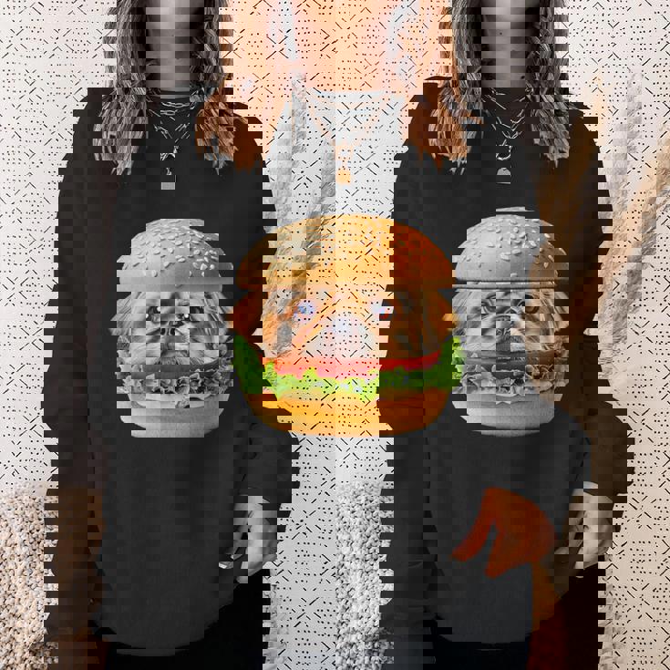 面白いtシャツ ペキニーズ 犬 イヌ ハンバーガー メンズ グッズ かわいい おもしろ 面白い 服 ネタ スウェットシャツ 彼女への贈り物