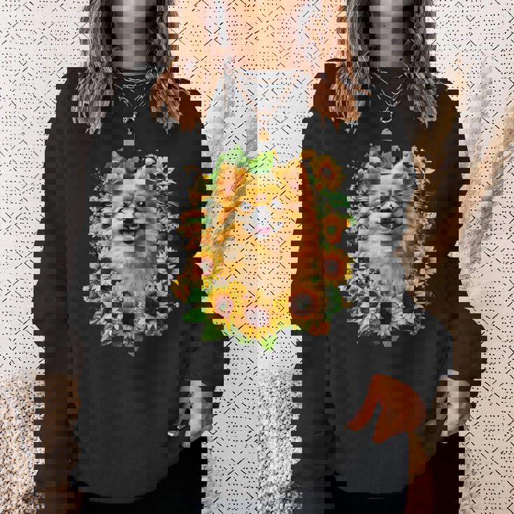 面白いtシャツ ポメラニアン ひまわり わんこ メンズ 犬好き グッズ かわいい おもしろ 面白い 服 ネタ スウェットシャツ 彼女への贈り物