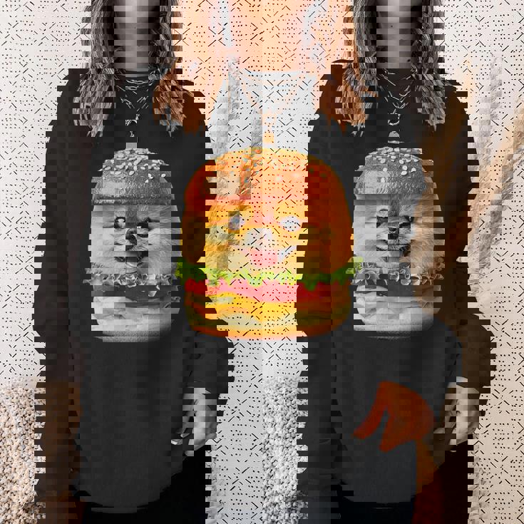 面白いtシャツ ポメラニアン 犬 ハンバーガー メンズ 犬好き グッズ かわいい おもしろ 面白い 服 ネタ スウェットシャツ 彼女への贈り物