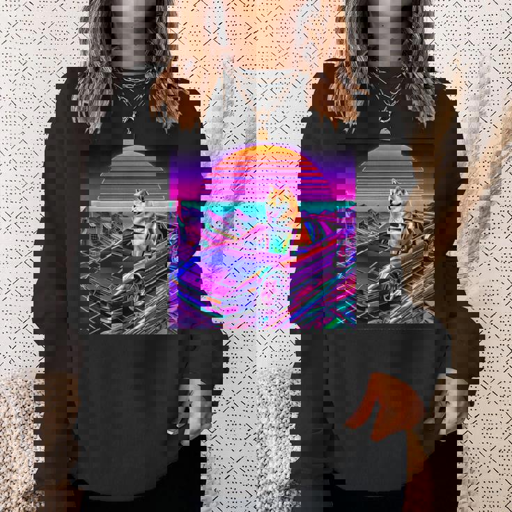 面白いtシャツ 柴犬 車 イヌ わんこ メンズ 犬好き グッズ かわいい おもしろ 面白い 服 ネタ スウェットシャツ 彼女への贈り物