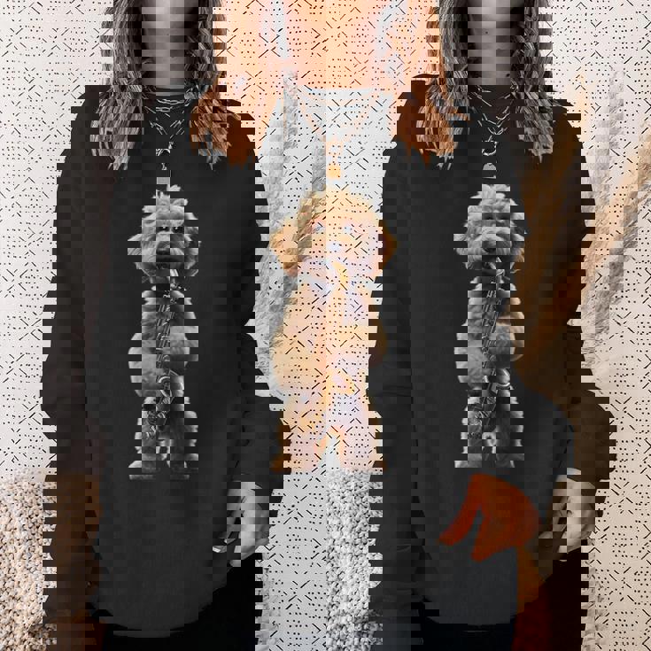 面白いオーケストラ サクソフォン ミュージシャン 落書き 犬 サックス スウェットシャツ 彼女への贈り物