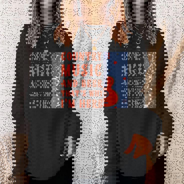 面白いカントリーミュージック&ビール音楽祭 アコースティックギター スウェットシャツ 彼女への贈り物