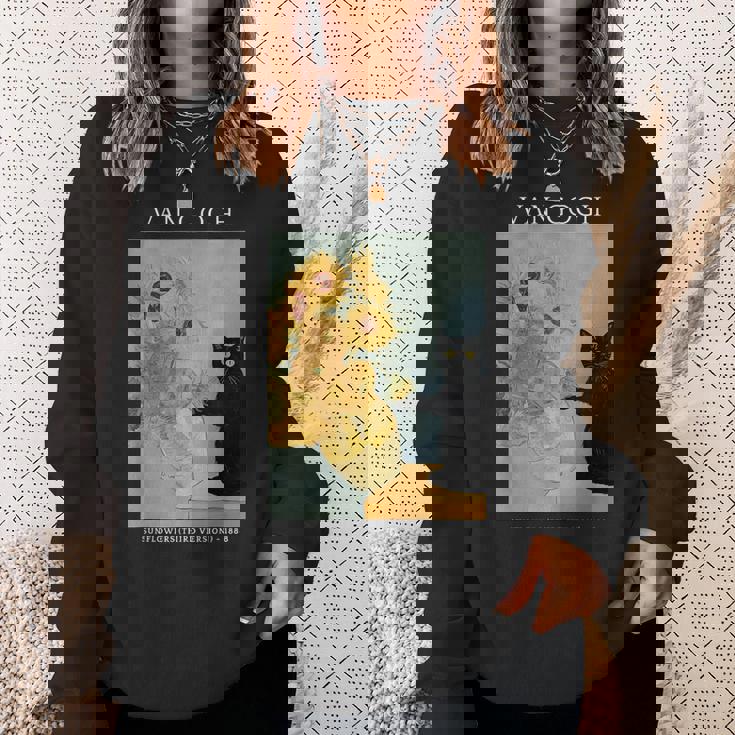 面白いゴッホ ひまわり 猫 ミーム ゴッホ アート スウェットシャツ 彼女への贈り物