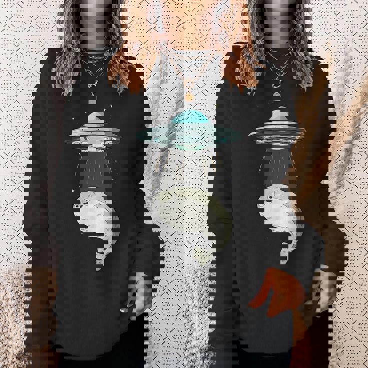 面白いサカバンバスピス フィッシュミーム Ufo アブダクション スウェットシャツ 彼女への贈り物