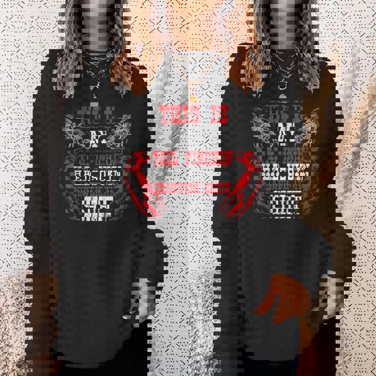 面白いザリガニの恋人シーフードザリガニを食べる スウェットシャツ 彼女への贈り物