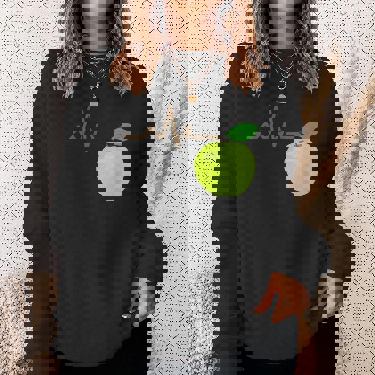 面白いハートビートekgアップルフルーツフルーツアップルギフト スウェットシャツ 彼女への贈り物