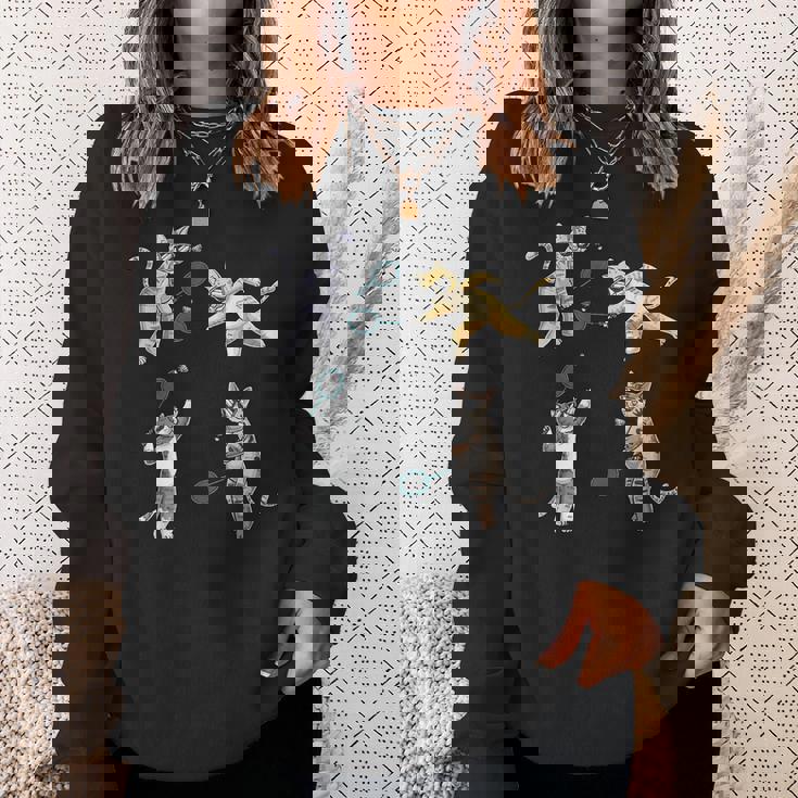 面白いバドミントン猫 スウェットシャツ 彼女への贈り物