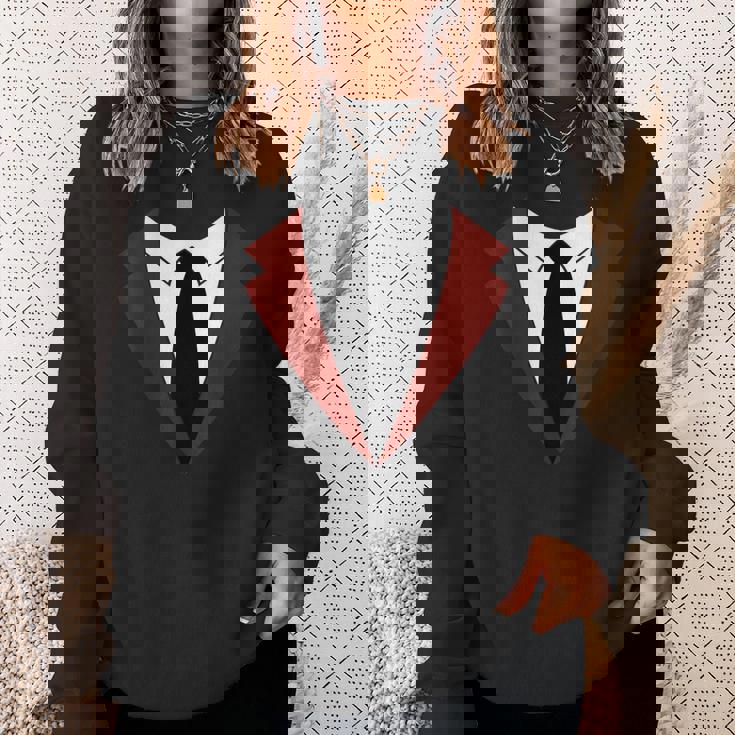 面白いバーガンディレッドタキシードバーテンダータキシードクリスマス スウェットシャツ 彼女への贈り物