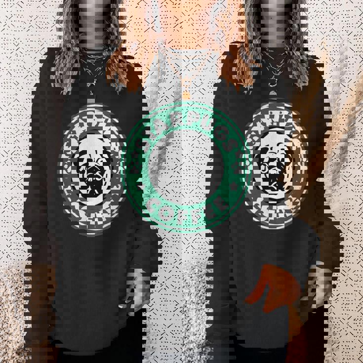 面白いパグ&コーヒー スウェットシャツ 彼女への贈り物