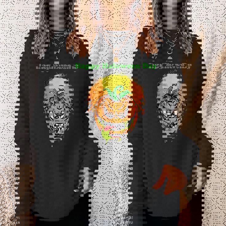 面白いパンプキン&ムーン ハッピーハロウィンデー スウェットシャツ 彼女への贈り物