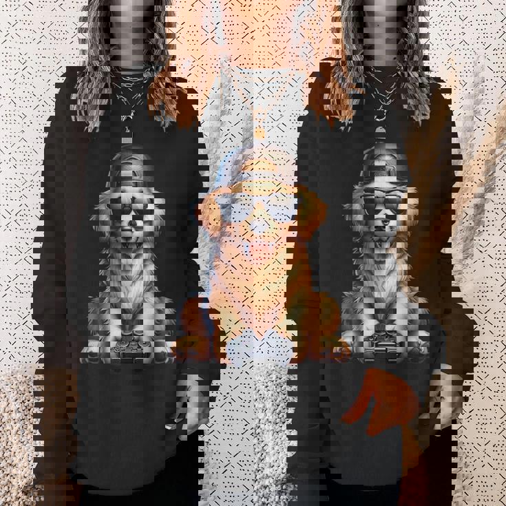 面白いビデオゲーム グラフィック イエロー ラブラドール犬 遊ぶゲーム スウェットシャツ 彼女への贈り物