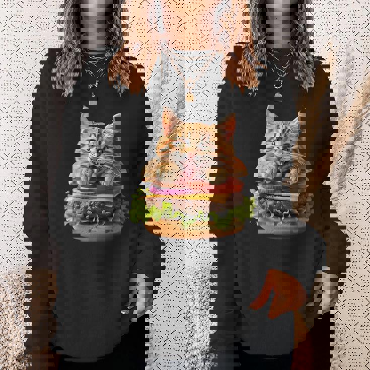 面白いファーストフードハンバーガー愛好家猫猫愛好家 Britishhorthair Burger Cat Food スウェットシャツ 彼女への贈り物