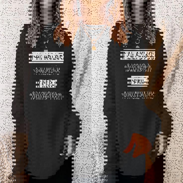 面白いフランス語 数字の発音 フランス語を学ぶギフト スウェットシャツ 彼女への贈り物