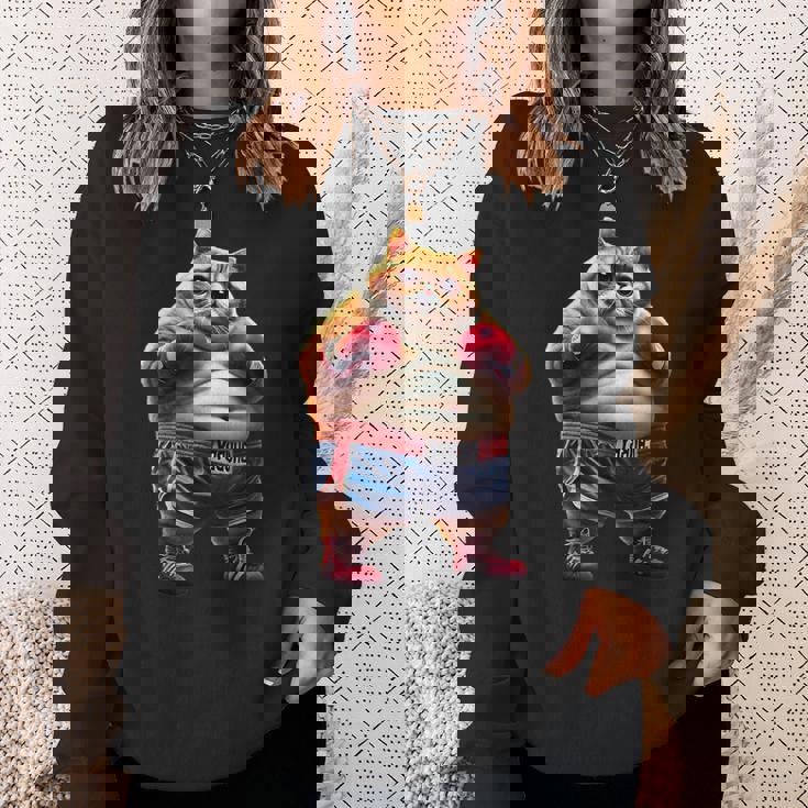 面白いボクシング ジム ワークアウト 猫 ボクシング グローブ アニメ ミーム スウェットシャツ 彼女への贈り物