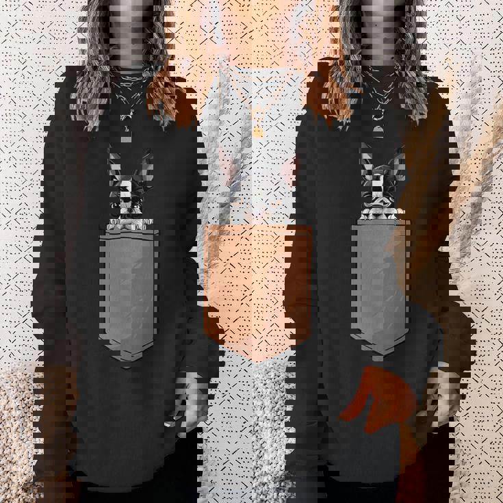 面白いボストンテリア 犬のポケットデザイン ボストンテリア愛好家 スウェットシャツ 彼女への贈り物