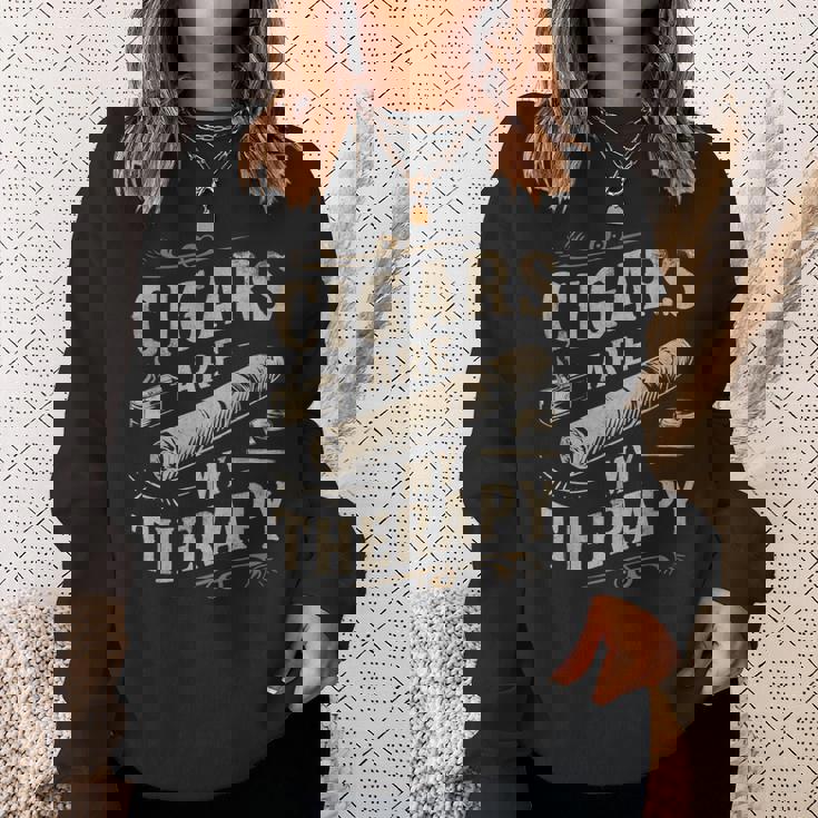 面白いユーモア葉巻は私のセラピー愛好家のお父さんです スウェットシャツ 彼女への贈り物