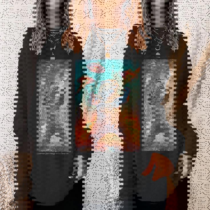 面白いレトロな日本の怪獣モンスターカワウソの自撮り写真東京ufo スウェットシャツ 彼女への贈り物