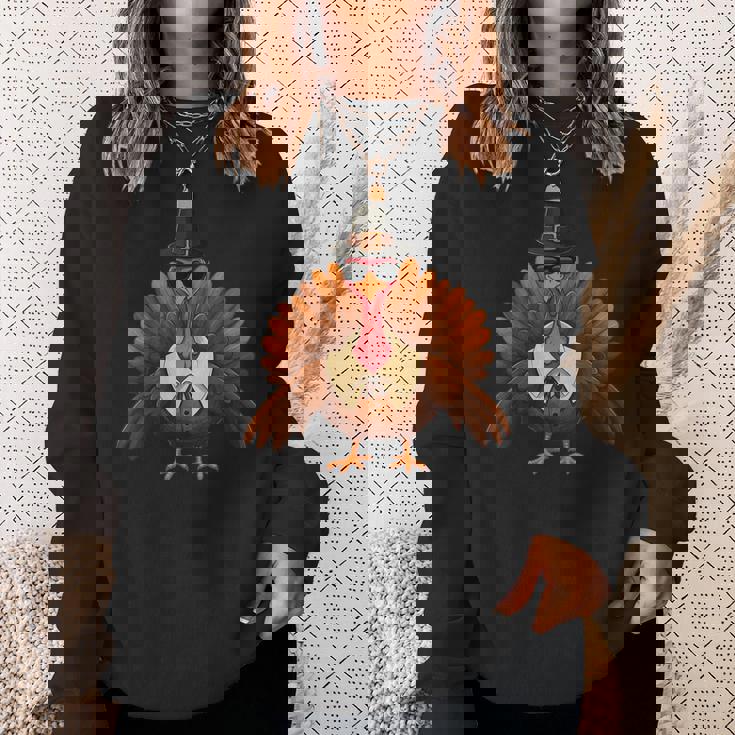 面白い感謝祭の七面鳥とサングラス皮肉なディナー スウェットシャツ 彼女への贈り物