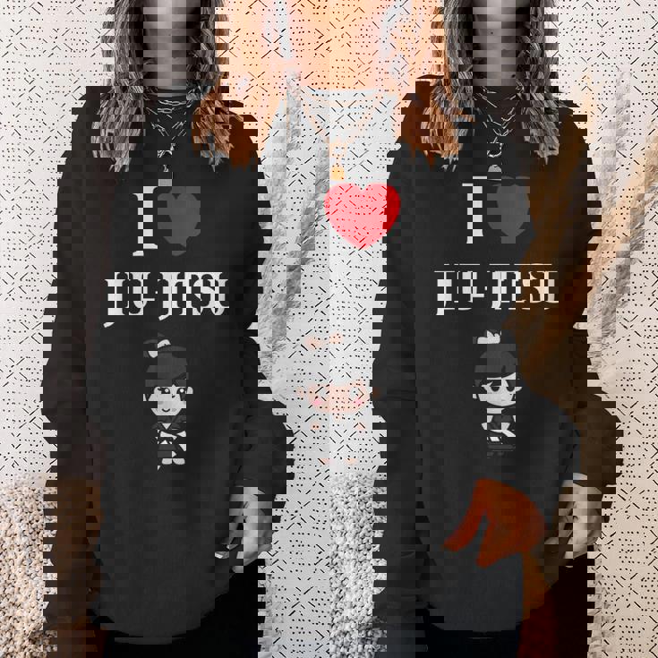 面白い柔術スポーツミニマリストかわいいシンプル柔術 I Love Jiu Jitsu スウェットシャツ 彼女への贈り物